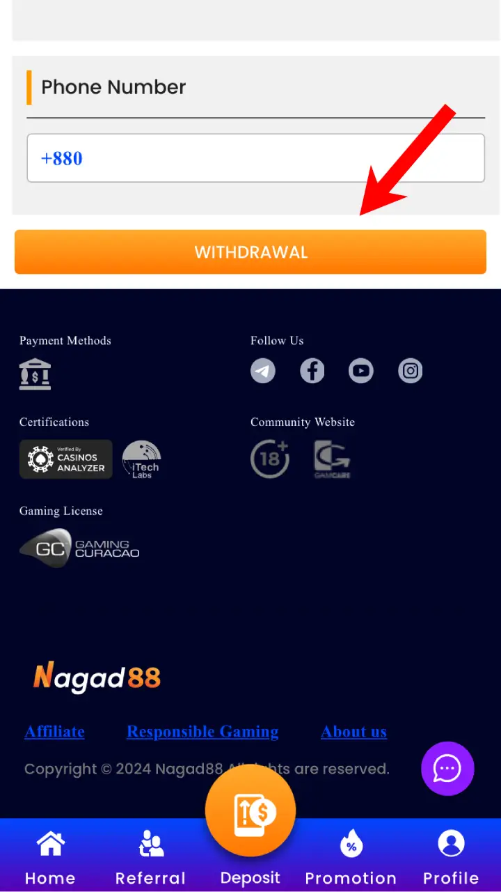 Completion of the Withdrawal process in MCW Promotions.